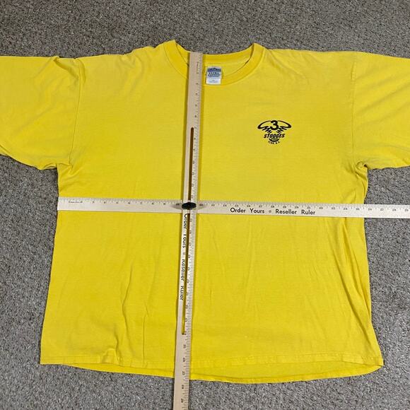 Y2K Biker Chick Mens T Shirt Sz XXL 3 Stooges Cycle NC Motorcycle Yellow - Picture 4 of 6